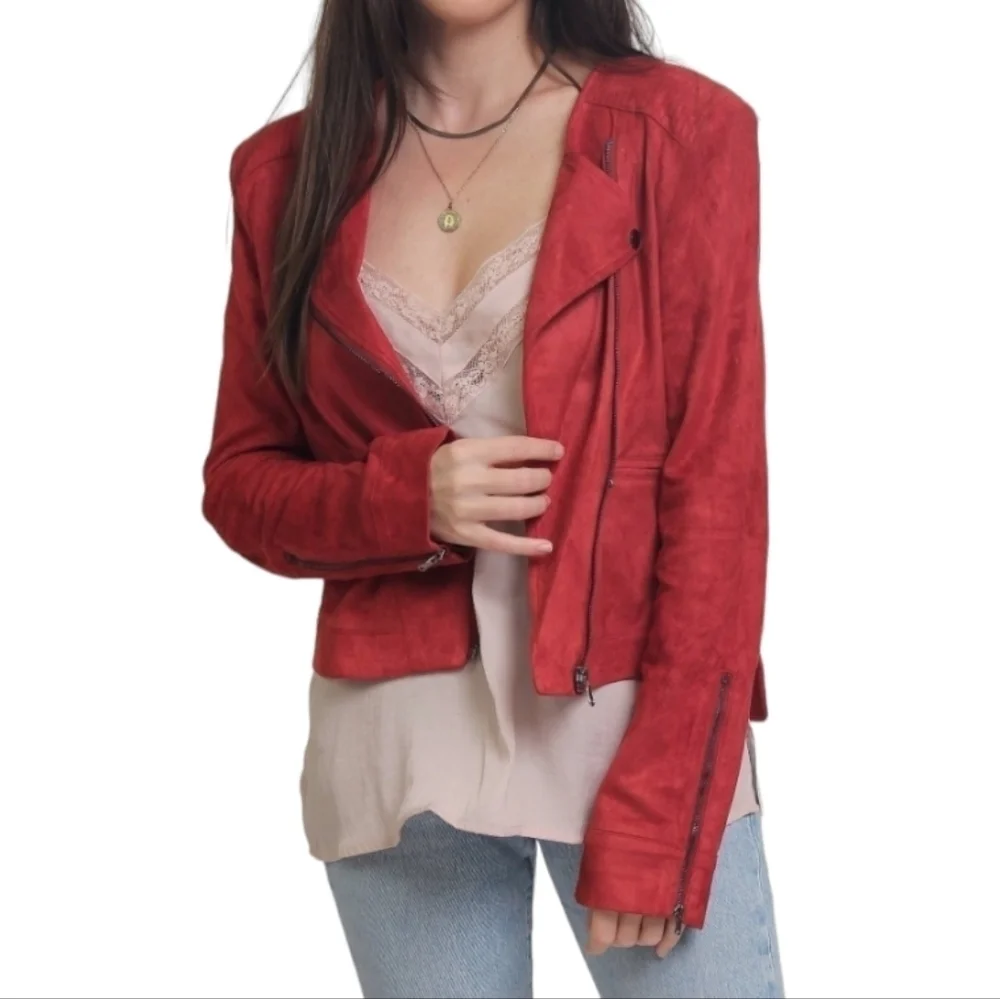 Fate Burnt Orange Delilah Suede Cropped Jacket - Size Large - Picture 3 of 13